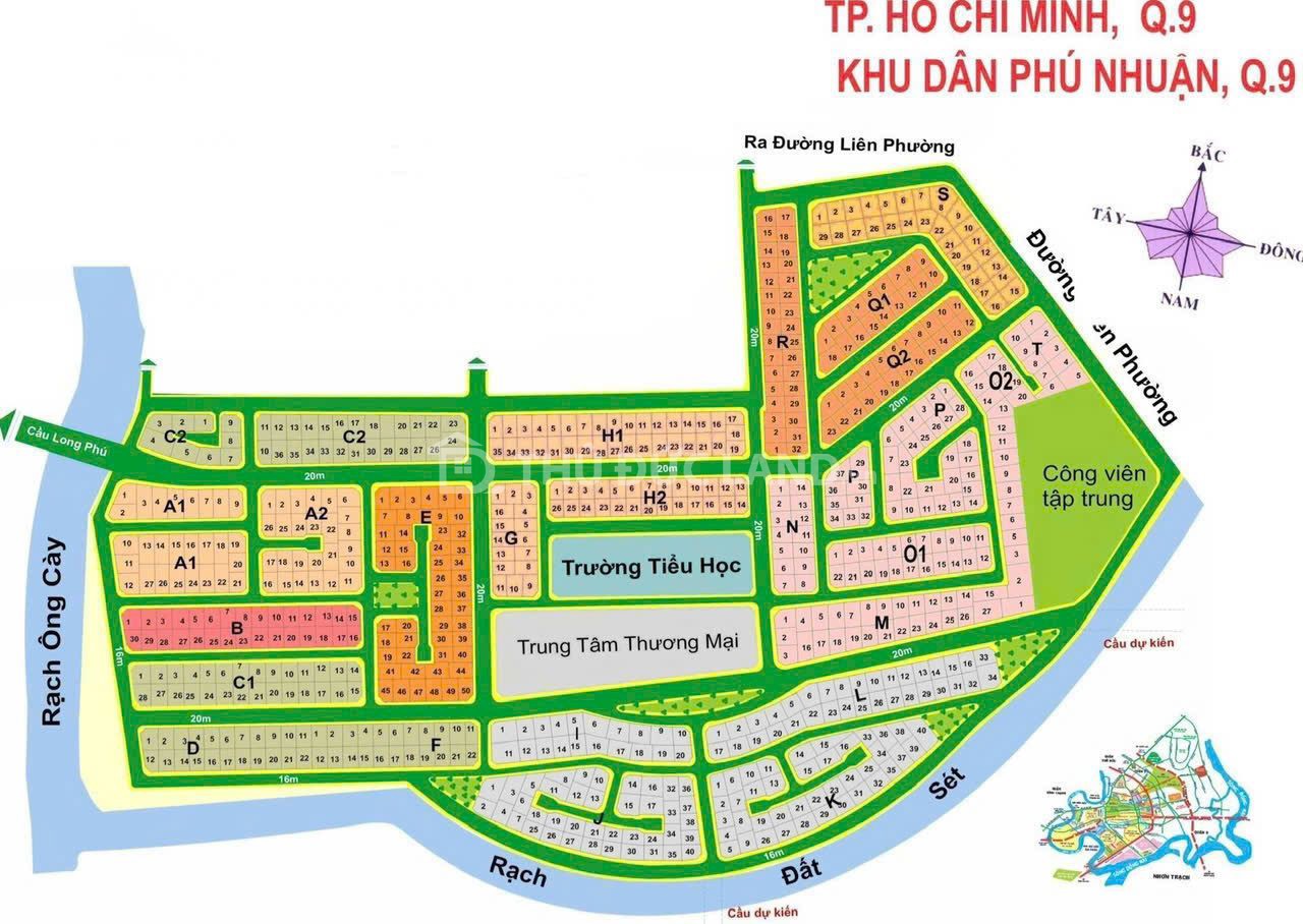 Bán đất mặt tiền Phước Long B – 300m², mặt tiền 15m, đường 12m, sổ hồng riêng, khu dân cư Phú Nhuận