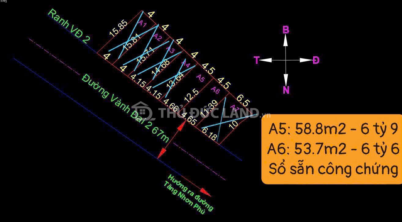 Bán đất mặt tiền Vành Đai 2, Tăng Nhơn Phú B, sổ hồng riêng, 53.7m² ngang 4.5M. Tiện ích đầy đủ - Ảnh 5